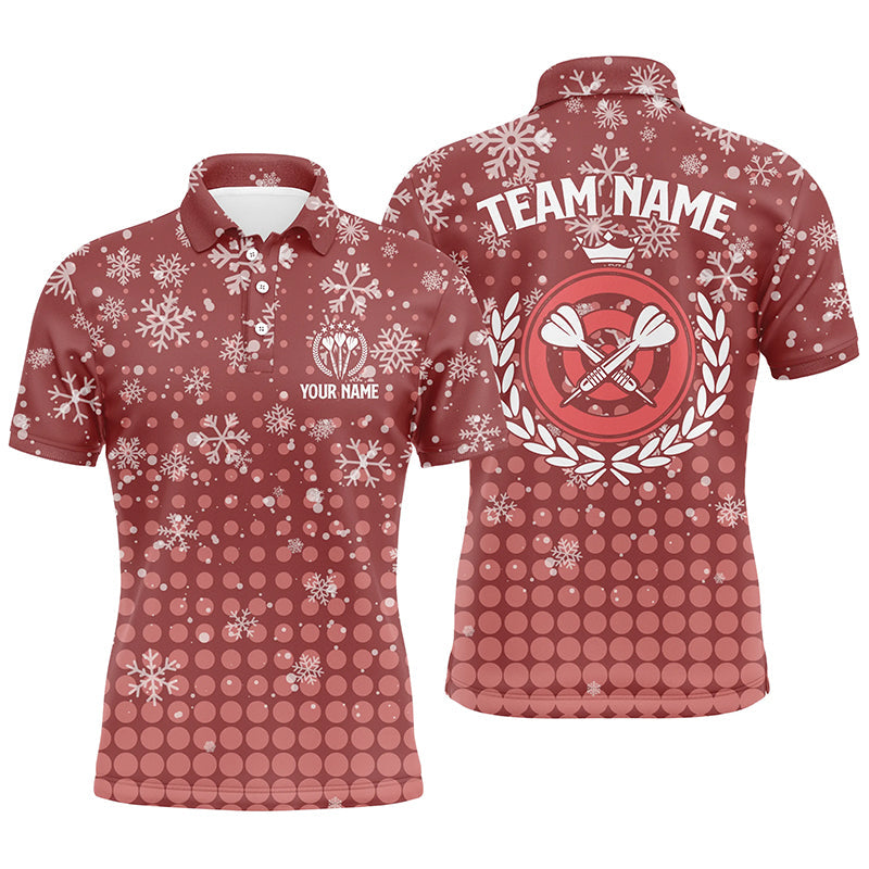 Personalized Darts Christmas Snowflakes Red Mens Polo Shirt Custom Darts Jersey For Men LDT0743