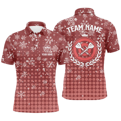 Personalized Darts Christmas Snowflakes Red Mens Polo Shirt Custom Darts Jersey For Men LDT0743