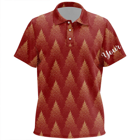Christmas Trees Seamless Red Golf Kids Polo Shirts Winter Custom Golf Shirts For Kid Golf Gifts LDT0760