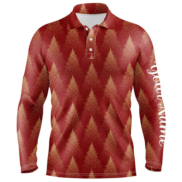 Christmas Trees Seamless Red Golf Mens Polo Shirts Winter Custom Golf Shirts For Men Golf Gifts LDT0760