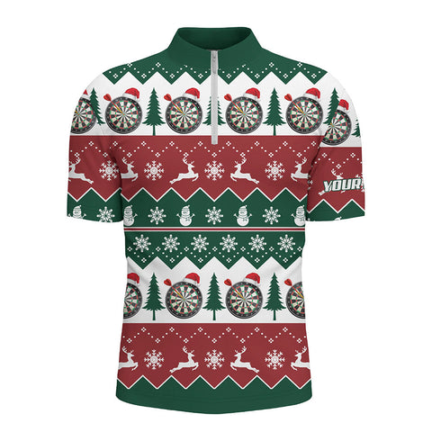 Christmas Tree Snowflakes Darts Quarter-Zip Shirt Custom Christmas Darts Shirt For Men LDT0804