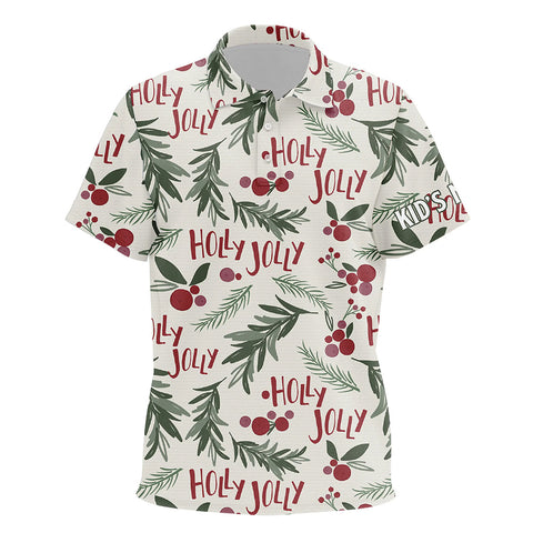 Holly Jolly Christmas Tropical Kids Golf Polo Shirt Custom Name Golf Shirts For Kid LDT0661