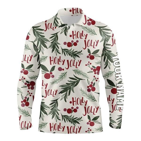 Holly Jolly Christmas Tropical Mens Golf Polo Shirt Custom Name Golf Shirts For Men LDT0661