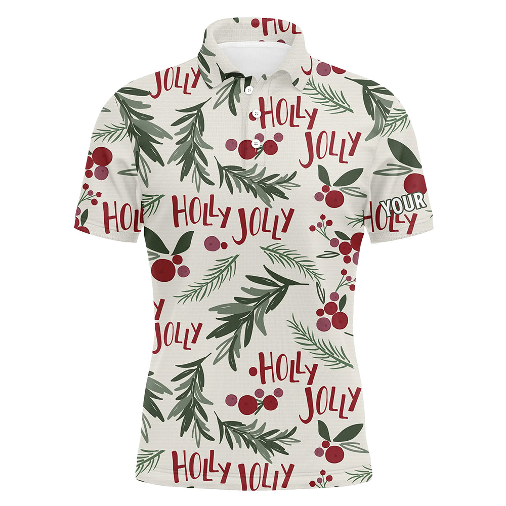 Holly Jolly Christmas Tropical Mens Golf Polo Shirt Custom Name Golf Shirts For Men LDT0661