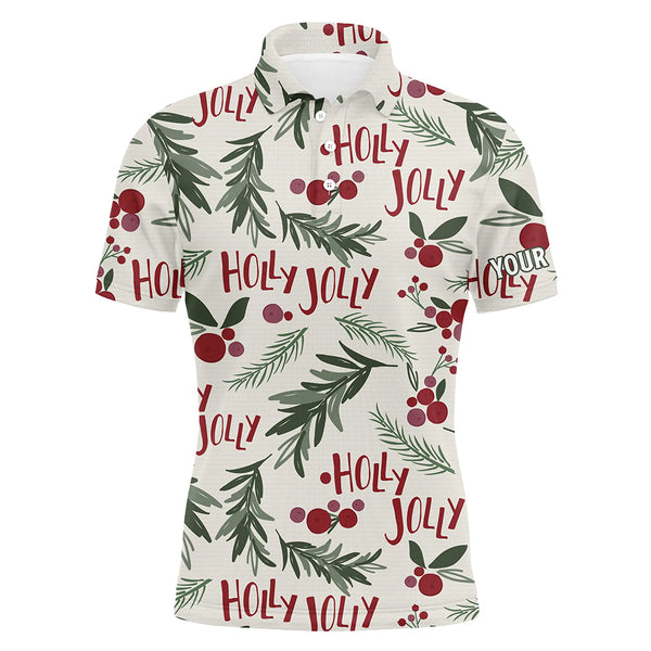 Holly Jolly Christmas Tropical Mens Golf Polo Shirt Custom Name Golf Shirts For Men LDT0661