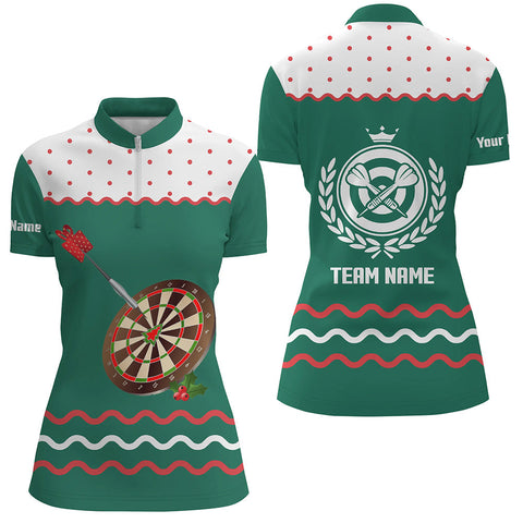 Personalized Darts Christmas Green Quarter-Zip Shirt Custom Women Darts Shirt Dart Jersey LDT0740