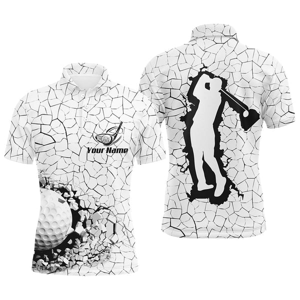 Golf Breaker Mens Polo Shirts, Custom Black And White Golf Shirts For Men, Cool Golf Gifts LDT0176