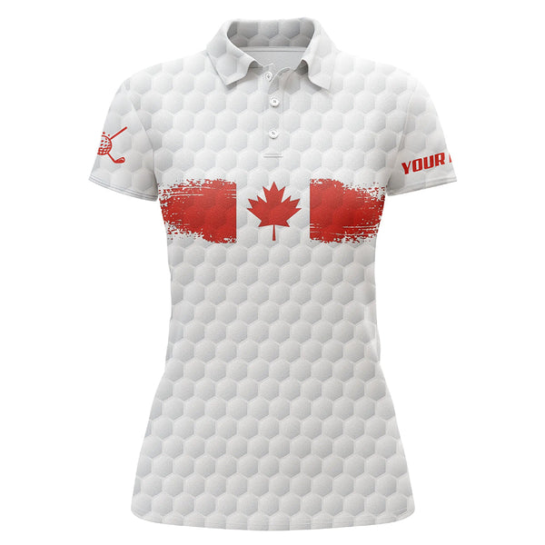 Retro Canadian Flag Golf Polo Shirt Custom White Golf Pattern Patriotic Golf Shirts For Women LDT0468
