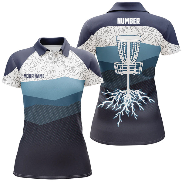Navy Blue Mountains Disc Golf Polo Shirt Custom Disc Golf Shirts For Women Cool Golf Gifts LDT0470