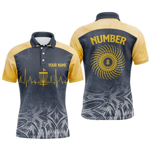 Heartbeat Mens Golf Polo Shirts, Custom Golf Shirts Disc Golf Shirts For Mens, Best Golf Gifts LDT0051