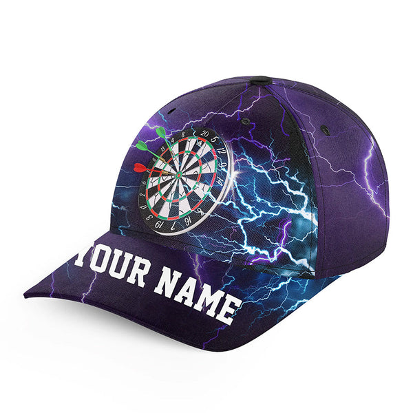 Personalized Thunder Lightning Purple Baseball Darts Cap Custom Darts Hat For Team Player Darts Gifts LDT1275