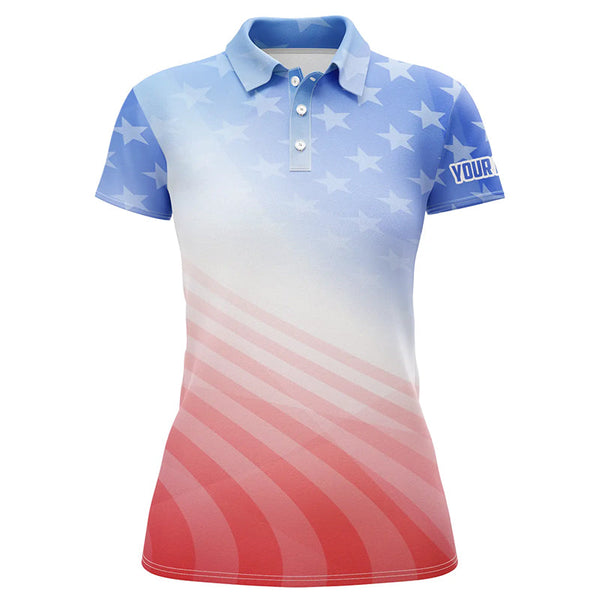 Gradient American Flag Golf Polo Shirts Patriotic Usa Golf Shirts For Women Cool Golf Gifts LDT0638