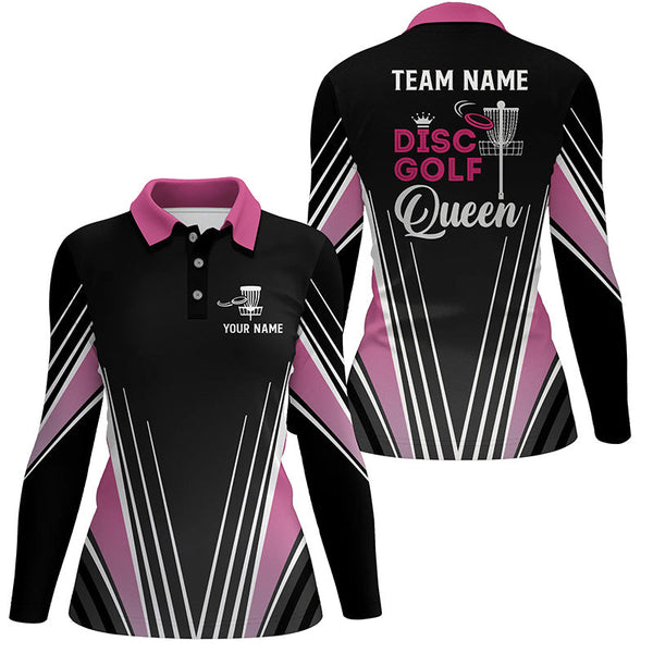 Disc Golf Queen Black Pink Polo Shirts Customized Cool Disc Golf Shirts For Women Golf Gifts LDT0909