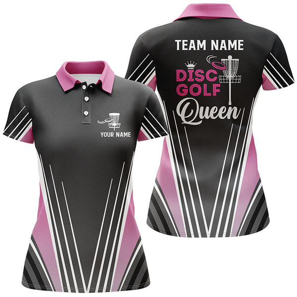 Disc Golf Queen Black Pink Polo Shirts Customized Cool Disc Golf Shirts For Women Golf Gifts LDT0909