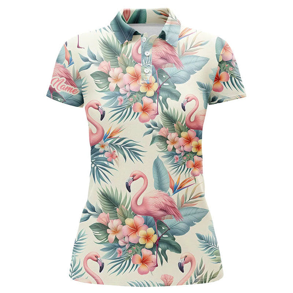 Pink Flamingo Tropical Womens Golf Polo Shirts Customized Golf Shirts For Women Golfing Gifts LDT1309
