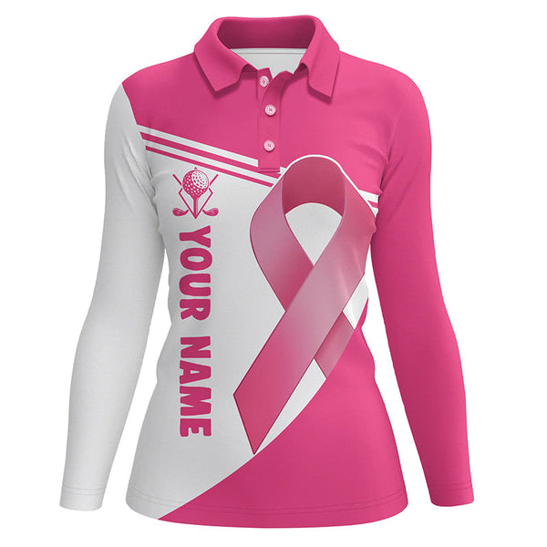 Breast Cancer Pink Ribbon Womens Golf Polo Shirts Custom Golf Shirts For Women Golfing Gifts LDT1351