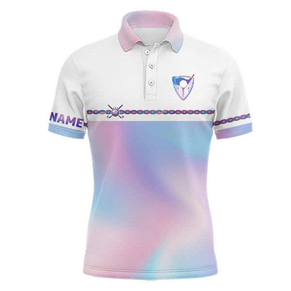 Personalized Mens Golf Polo Shirt Custom Gradient Pastel Rainbow Golf Shirts For Men Golf outfit LDT0867