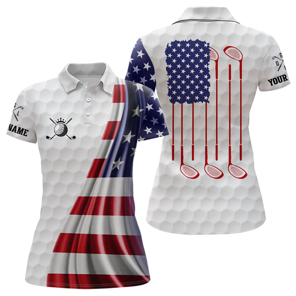 3D American Flag Womens Golf Polo Shirts Custom Patriotic Golf Tops For Women Golfing Gifts LDT1071