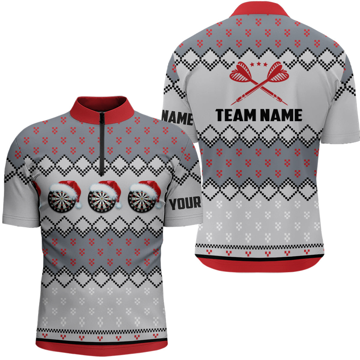 Personalized Darts Christmas Santa Quarter-zip Shirt Custom Dart Shirt For Men Dart Jersey LDT0741