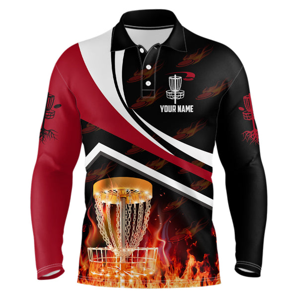 Personalized Disc Golf Fire Flame Red Style Custom Golf Shirts For Men Disc Golf Gifts LDT0440