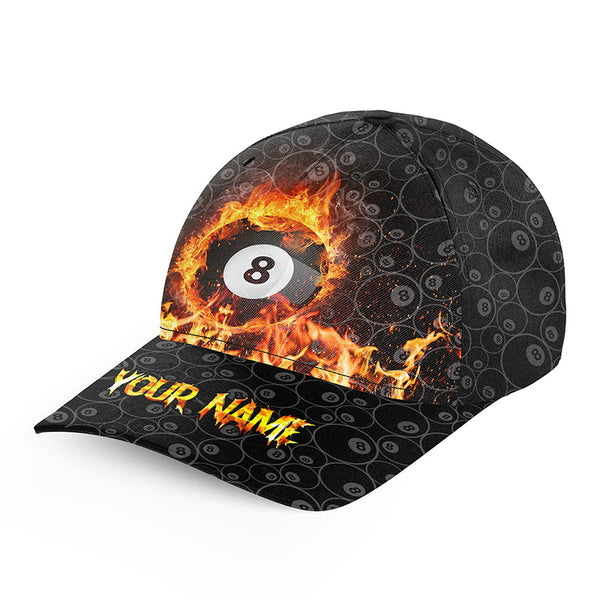 Personalized Flame 8 Ball Pool Billiards Hat For Pool Players, Billiard Hats Gifts For Pool Players VHM0802