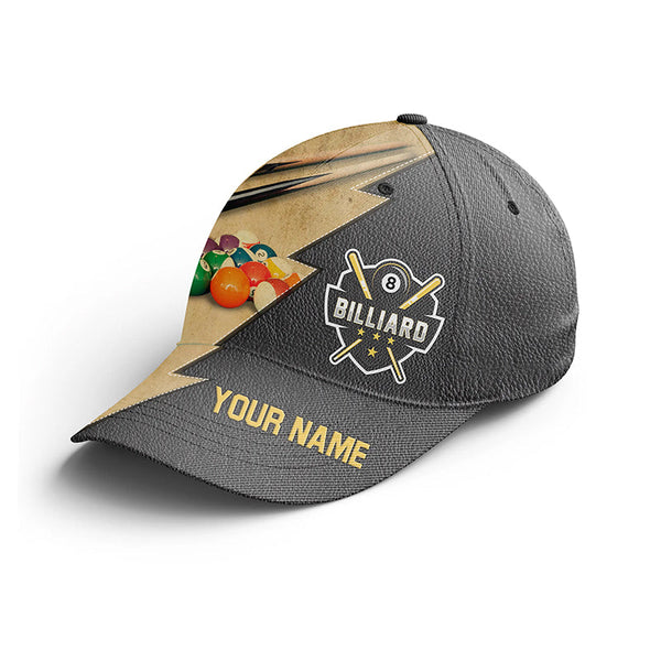 Personalized Name 3D Billiard Cap Hats, Custom 8 Ball Pool Billiards Hat For Men And Women VHM0282