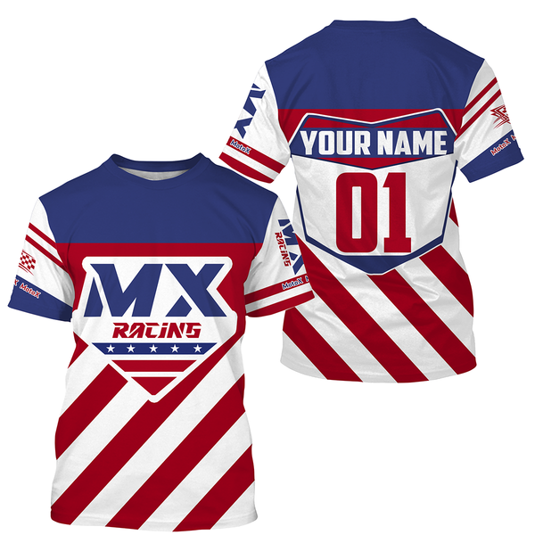 Personalized MX Racing Jersey UPF30+ American Motocross Off-Road Adult&Kid Dirt Bike Patriotic Jersey| NMS758