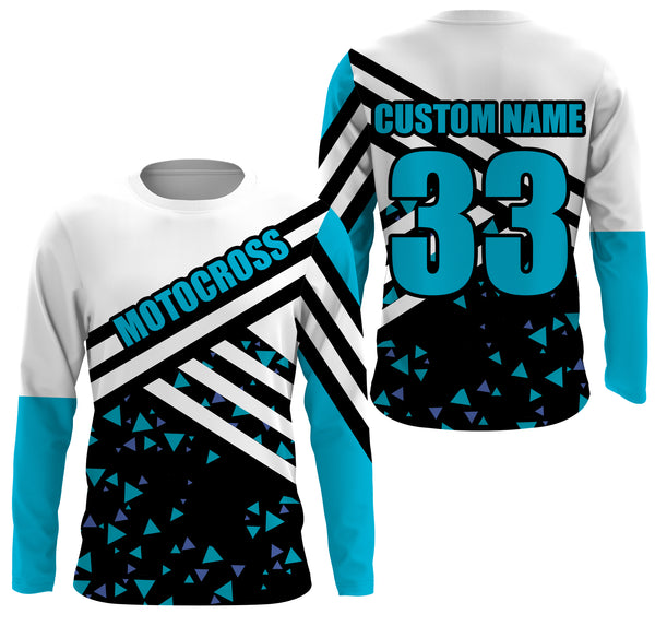 Motocross Jersey Personalized UPF30+ Kid&Adult Riders Blue Dirt Bike Racing Off-road Motorcycle| NMS623