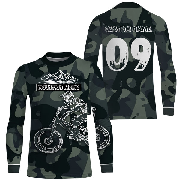 MTB Long Sleeve Jersey Mountain Biking Shirt for Adult Kid - Personalized Jersey for Cyclist Bike Rider JTS417