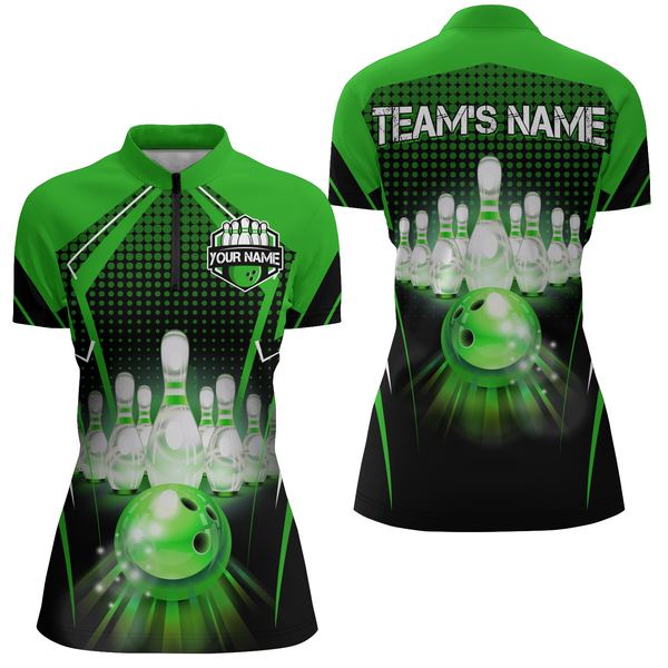 Custom Bowling Shirts Bowling Jersey Bowling Quarter-Zip Shirt for Women QZT59