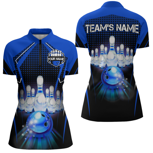 Custom Bowling Shirts Bowling Jersey Bowling Quarter-Zip Shirt for Women QZT59