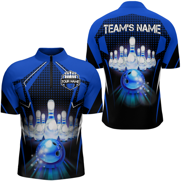 Personalized Men Bowling Shirts Bowling Team Jersey Quarter-Zip Shirt  QZT59