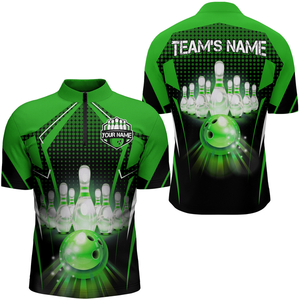 Personalized Men Bowling Shirts Bowling Team Jersey Quarter-Zip Shirt  QZT59