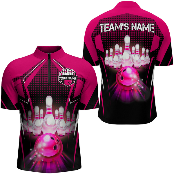 Personalized Men Bowling Shirts Bowling Team Jersey Quarter-Zip Shirt  QZT59