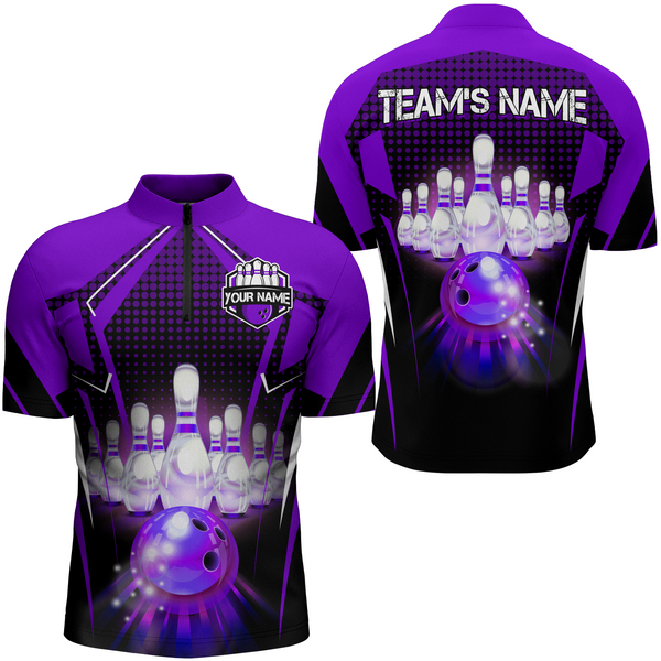 Personalized Men Bowling Shirts Bowling Team Jersey Quarter-Zip Shirt  QZT59