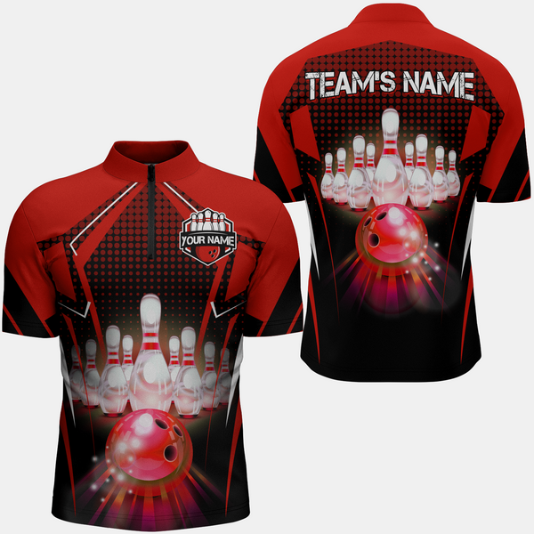 Personalized Men Bowling Shirts Bowling Team Jersey Quarter-Zip Shirt  QZT59