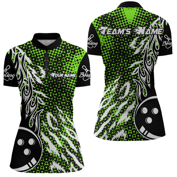 Personalized 3D Women's Bowling Team Jersey Bowling Shirt American Bowling Quarter-Zip Shirt QZT43-8