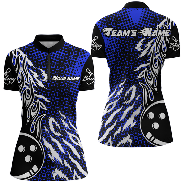 Personalized 3D Women's Bowling Team Jersey Bowling Shirt American Bowling Quarter-Zip Shirt QZT43-8