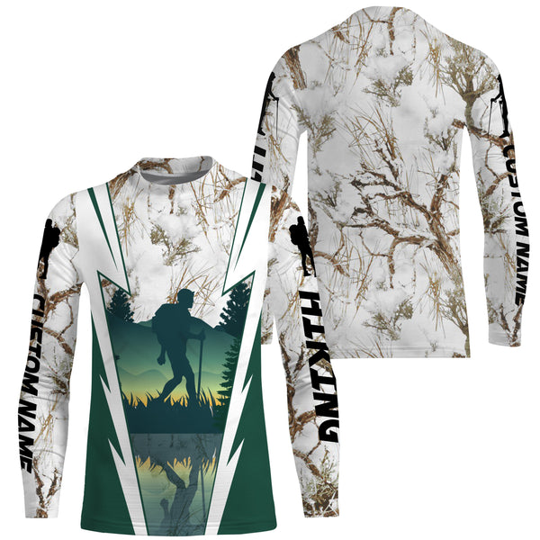 Custom Hiking Winter Camo Hiker Shirts for Men Hiking Long Sleeve UV Protection UPF 30+ Hiking Shirt| SP33