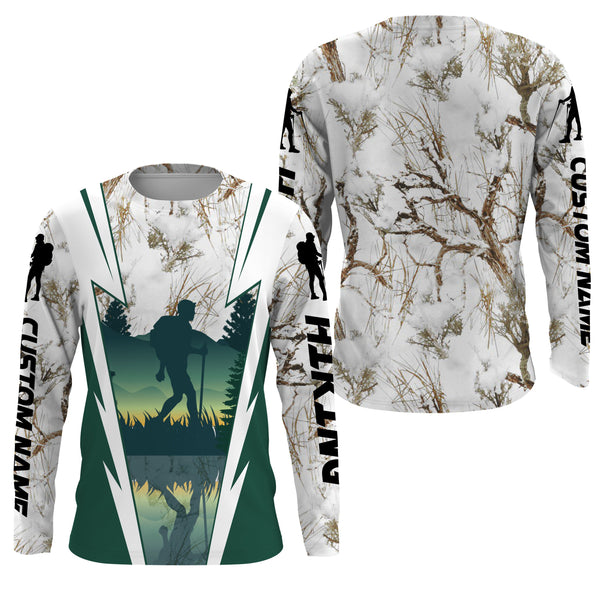 Custom Hiking Winter Camo Hiker Shirts for Men Hiking Long Sleeve UV Protection UPF 30+ Hiking Shirt| SP33