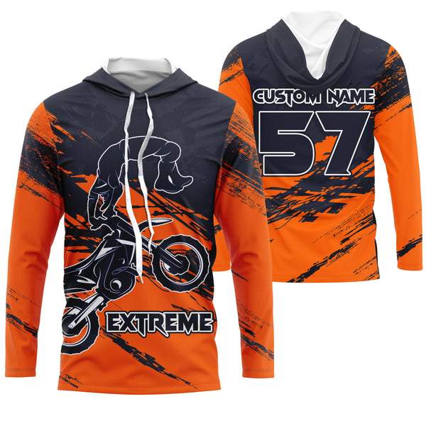 Custom orange Motocross jersey for kid men women UPF30+ dirt bike extreme freestyle motorcycle PDT03