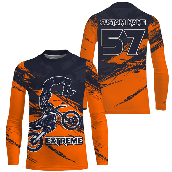 Custom orange Motocross jersey for kid men women UPF30+ dirt bike extreme freestyle motorcycle PDT03