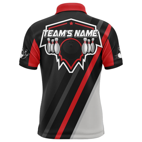 Black&Red Bowling Polo Shirt For Men Vintage Bowling Team League Jersey Custom Bowling Shirt BDT180