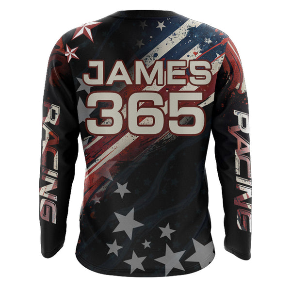 American Flag Motocross Racing Jersey UPF30+ Youth  Dirt Bike Shirt Kid Women Men Patriotic XM98