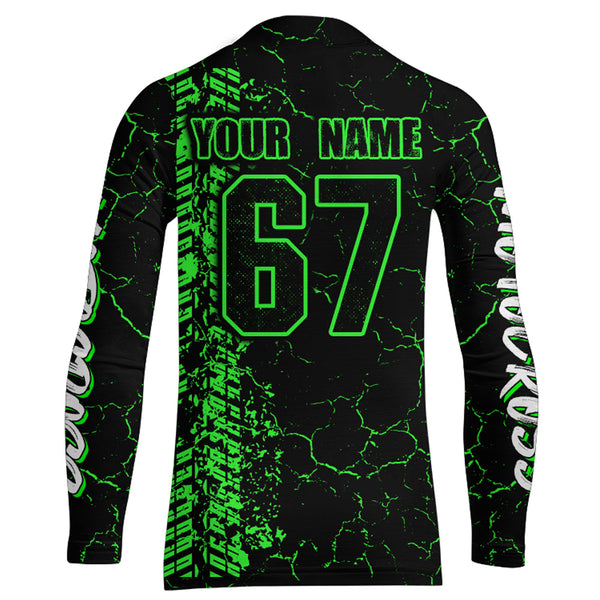 Motocross Racing Shirt Men Youth Upf30+ Dirt Bike Jersey Green MX Off-Road Long Sleeve XM136