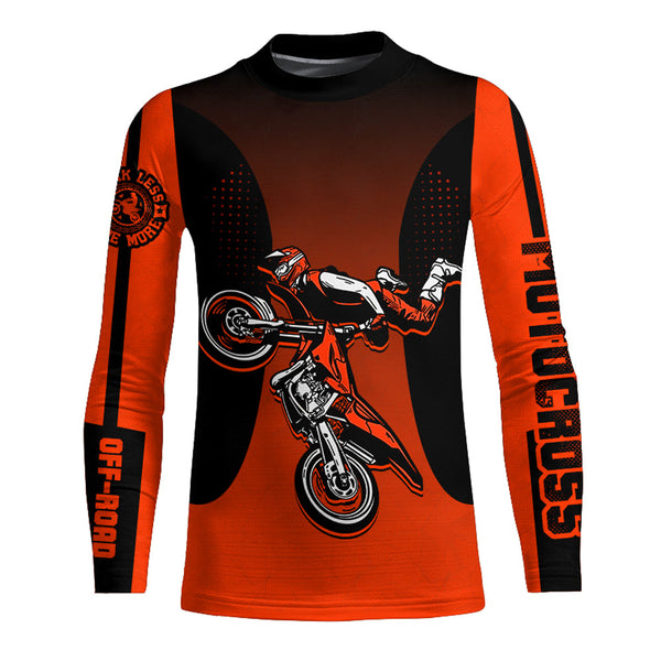 Custom Motocross Jersey Orange UPF30+ Dirt Bike Jersey MX Racing Adult&Kid Off-Road Shirt XM09