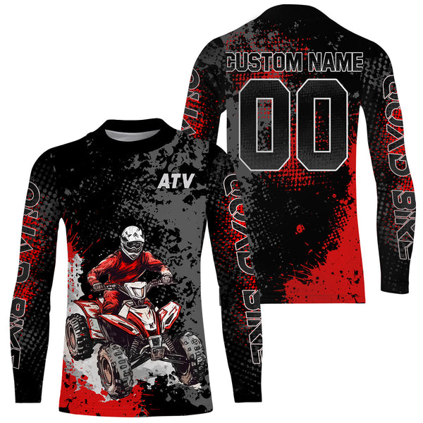 ATV Motocross Racing Jersey Red Upf30+ ATV Riding Quad Bike Shirt For Men Kid Women MX71