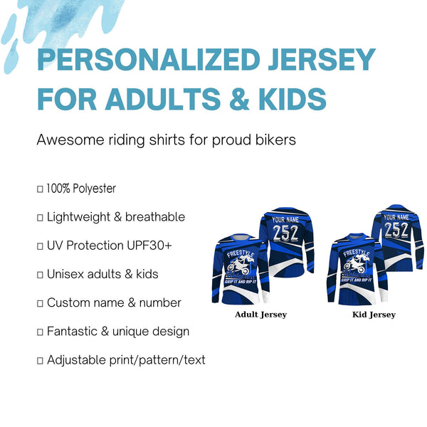 Freestyle Motocross Personalized Jersey UPF30+ Adult Kid FMX Dirt Bike Long Sleeves NMS1160