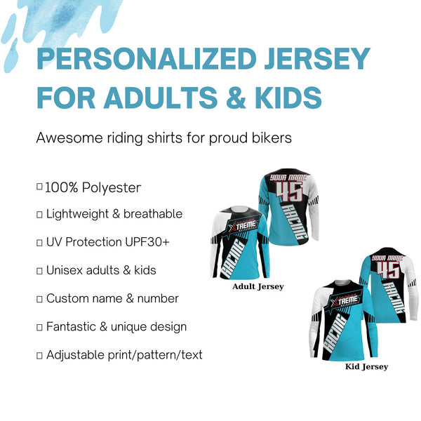 Adult&Kid Extreme Motocross racing jersey UPF30+ personalized dirtbike long sleeve off-road bikers NMS1077