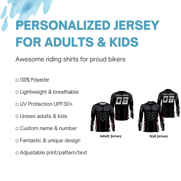 Camouflage Muscle Racing Jersey Personalized Kid Adult UPF30+ Motocross Dirt Bike Shirt NMS1229